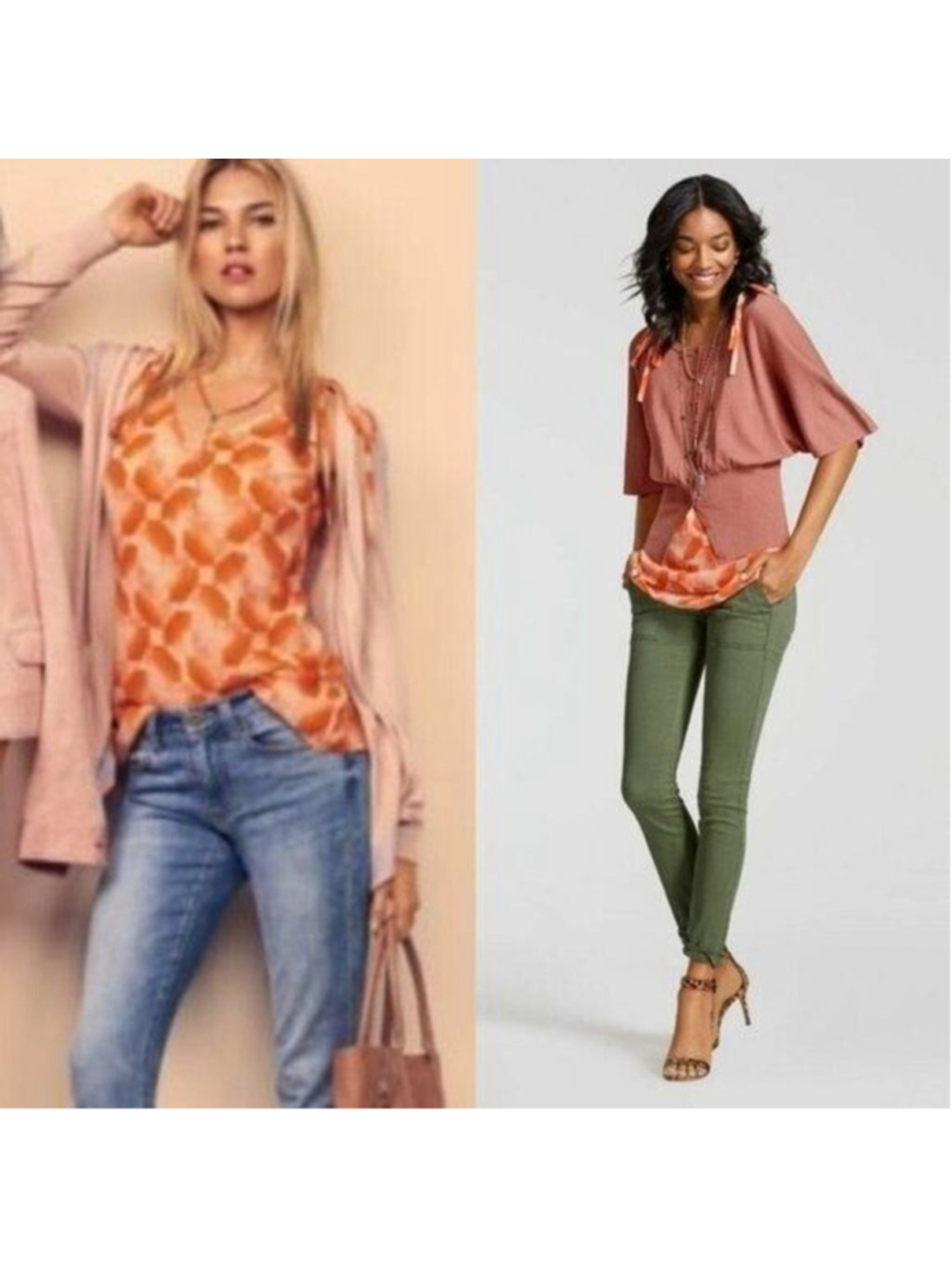 Cabi 5358 Orange Pinwheel Top NWT XS